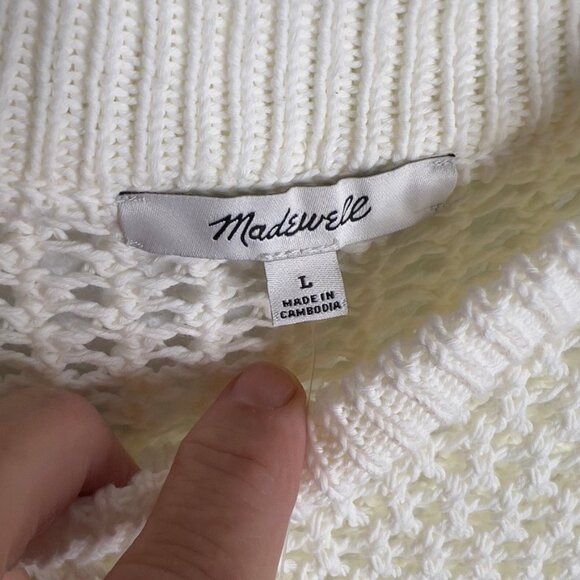 Madewell $72 Womens Open Stitch Sweater Tee Ivory Size L NO982 - Picture 2 of 5